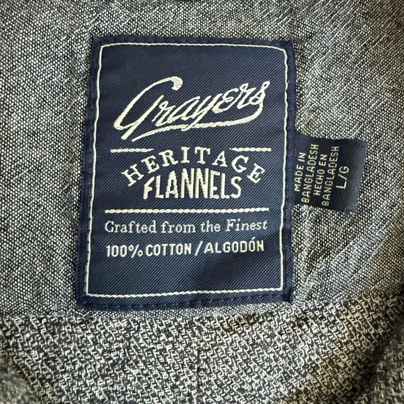Grayers Heritage Flannel Shirt Mens Large Gray Long Sleeve 100% Cotton - Picture 2 of 10